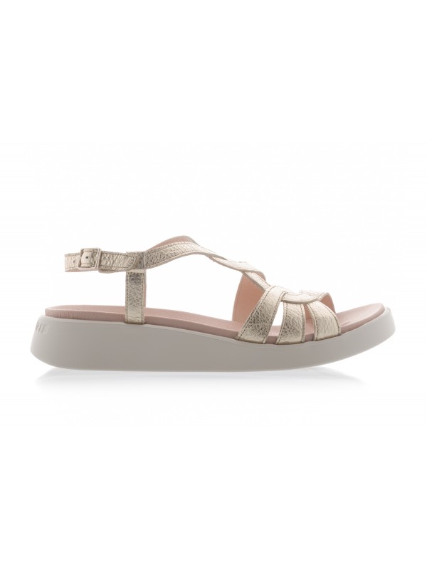 Sandalias FLY en piel metalizada con cuña de 6 cms – Zapaterías Cortés